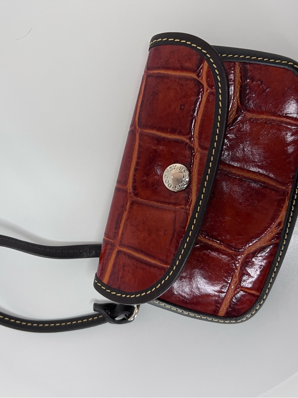 Dooney & Bourke Brown Croc-Embossed Leather Wallet Crossbody